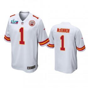 Camiseta Hombre NFL Kansas City Chiefs Jerick McKinnon 1 Game Blanco Super Bowl LVII